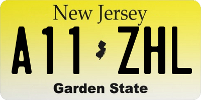 NJ license plate A11ZHL