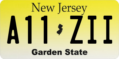 NJ license plate A11ZII