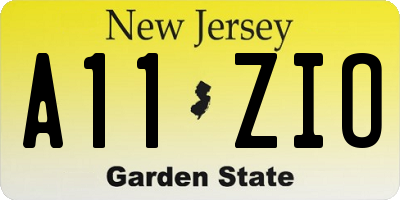 NJ license plate A11ZIO