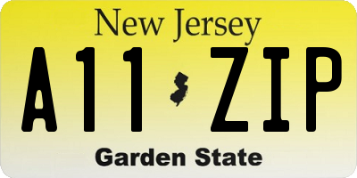 NJ license plate A11ZIP