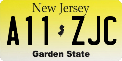 NJ license plate A11ZJC