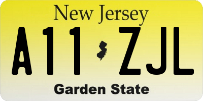 NJ license plate A11ZJL