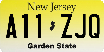 NJ license plate A11ZJQ
