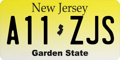 NJ license plate A11ZJS