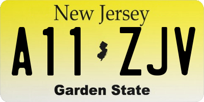 NJ license plate A11ZJV