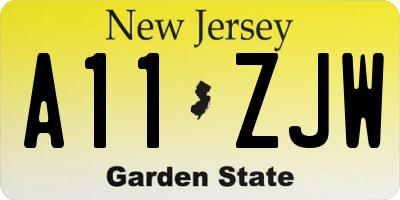 NJ license plate A11ZJW
