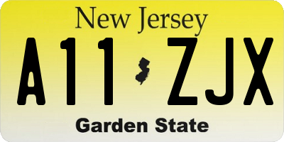 NJ license plate A11ZJX