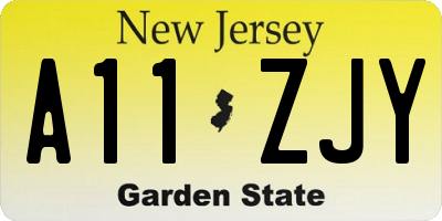 NJ license plate A11ZJY
