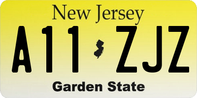 NJ license plate A11ZJZ