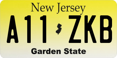 NJ license plate A11ZKB