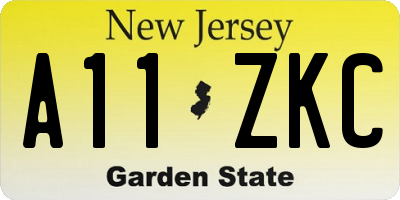NJ license plate A11ZKC