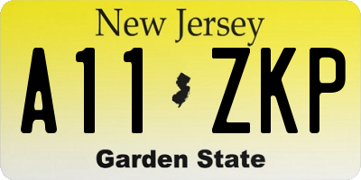 NJ license plate A11ZKP
