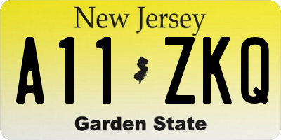 NJ license plate A11ZKQ
