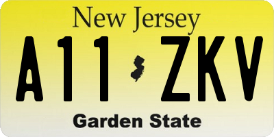NJ license plate A11ZKV