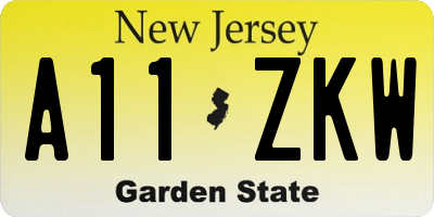NJ license plate A11ZKW