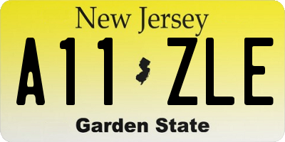 NJ license plate A11ZLE