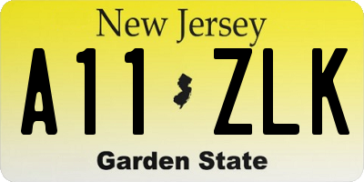 NJ license plate A11ZLK