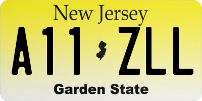 NJ license plate A11ZLL