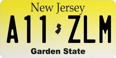NJ license plate A11ZLM