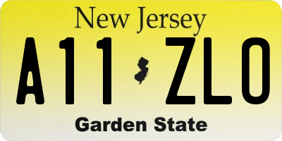 NJ license plate A11ZLO