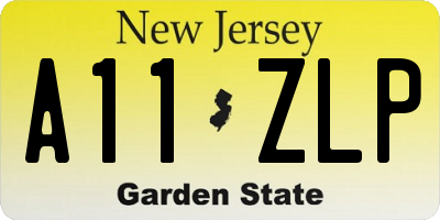 NJ license plate A11ZLP