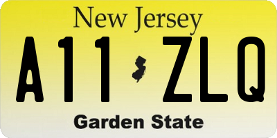 NJ license plate A11ZLQ