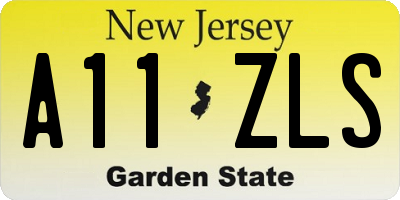 NJ license plate A11ZLS