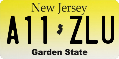 NJ license plate A11ZLU