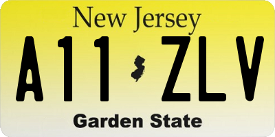 NJ license plate A11ZLV