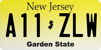 NJ license plate A11ZLW