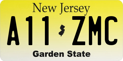 NJ license plate A11ZMC