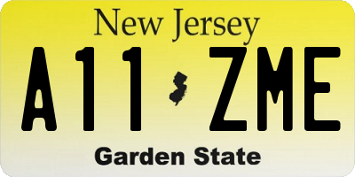 NJ license plate A11ZME