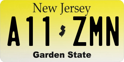 NJ license plate A11ZMN