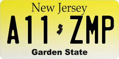 NJ license plate A11ZMP