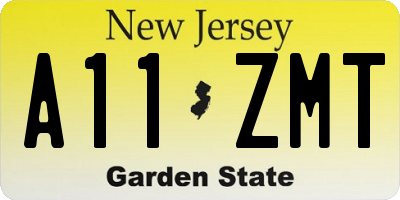 NJ license plate A11ZMT