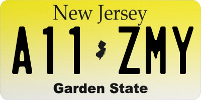 NJ license plate A11ZMY