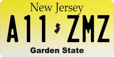 NJ license plate A11ZMZ