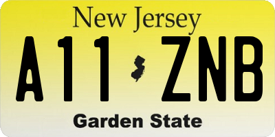 NJ license plate A11ZNB