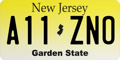 NJ license plate A11ZNO