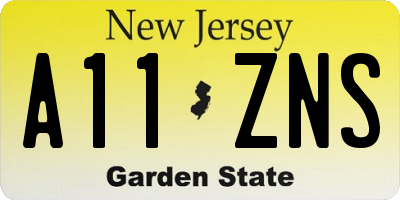 NJ license plate A11ZNS