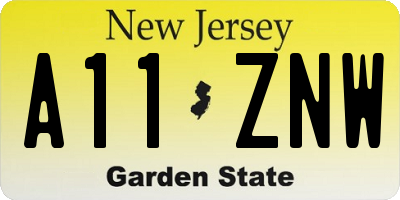 NJ license plate A11ZNW
