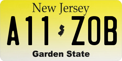 NJ license plate A11ZOB