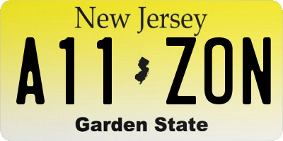 NJ license plate A11ZON