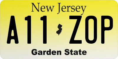 NJ license plate A11ZOP