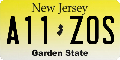 NJ license plate A11ZOS