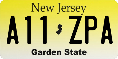NJ license plate A11ZPA