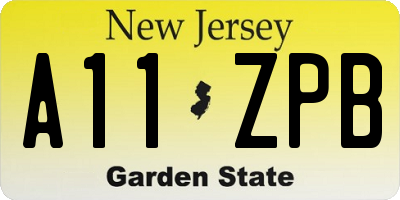NJ license plate A11ZPB