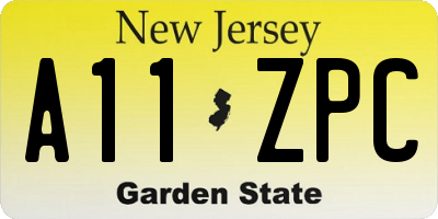 NJ license plate A11ZPC