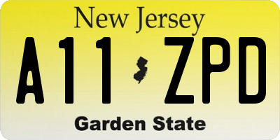 NJ license plate A11ZPD