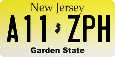 NJ license plate A11ZPH